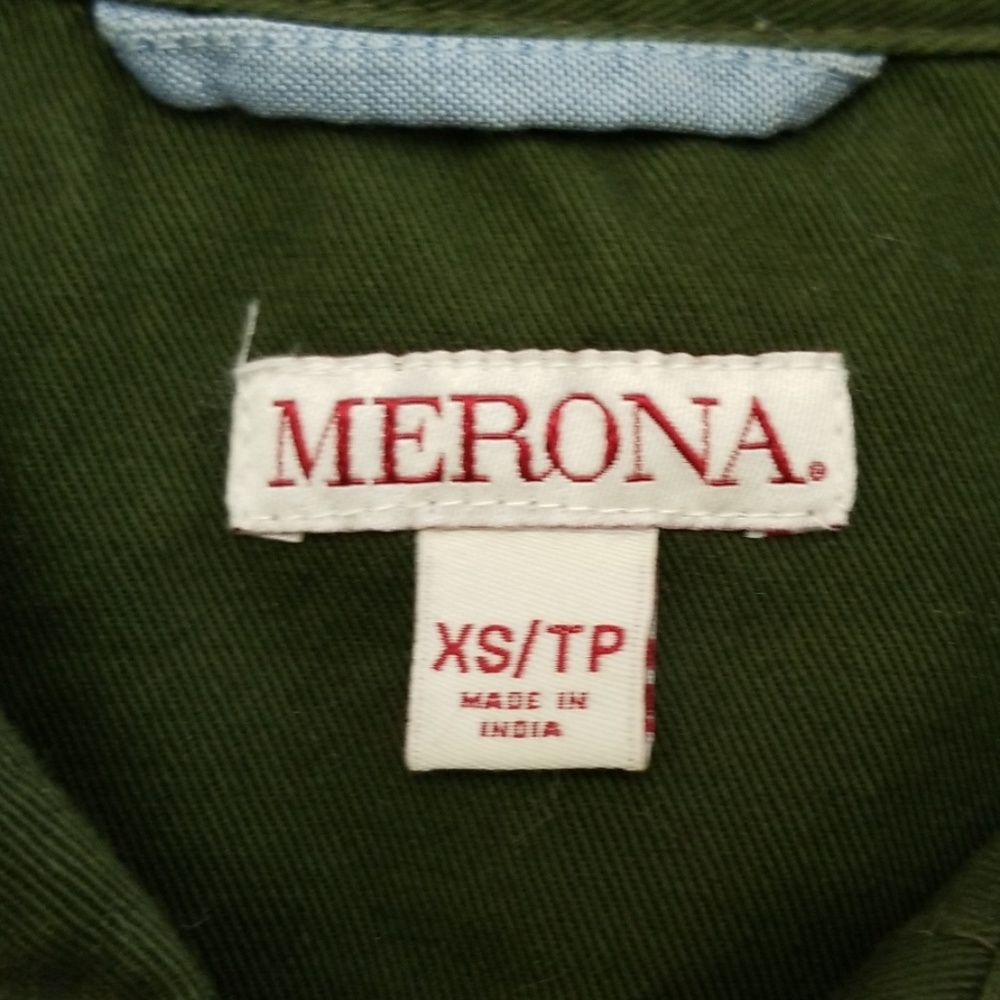 Merona Green Button Down Long Sleeve Shirt XS - Picture 4 of 6